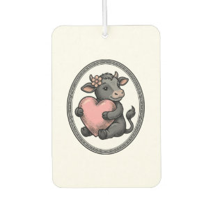 Cute Cow Heart Vintage Engraving Farm Shirt Car Air Freshener
