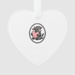 Cute Cow Heart Vintage Engraving Farm Shirt Ornament
