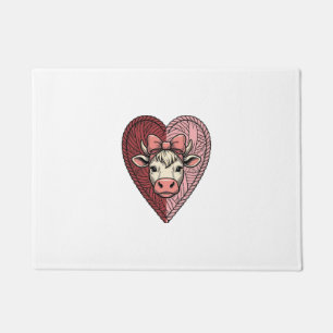 Cute Cow Heart Yarn Vintage Engraving Design_1 Doormat