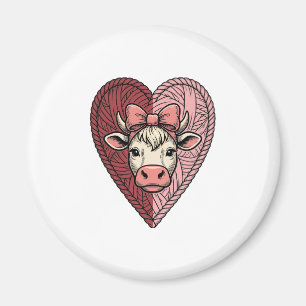 Cute Cow Heart Yarn Vintage Engraving Design_1 Magnet