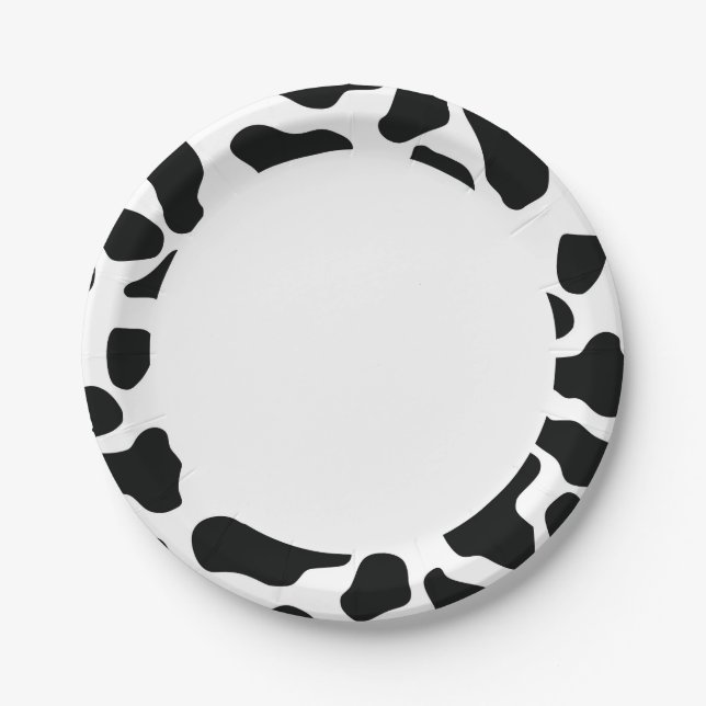 Cute Cow Hide Birthday Paper Plate (Front)