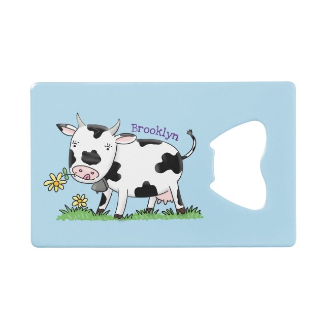 Cute cow in green field cartoon illustration (Front (Horizontal))
