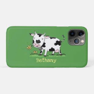 Cute cow in green field cartoon illustration Case-Mate iPhone case