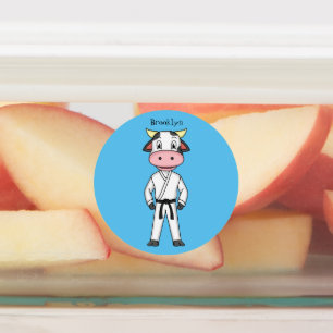 Cute cow in kung fu suit cartoon