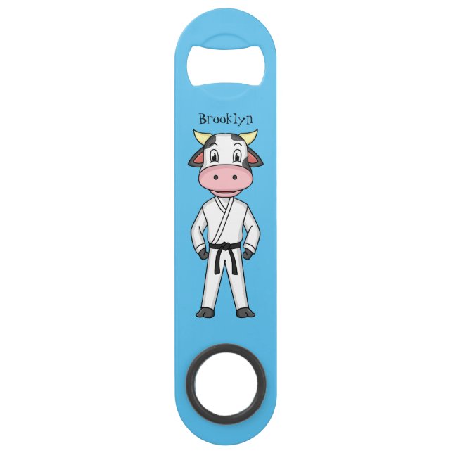 Cute cow in kung fu suit cartoon  (Front)