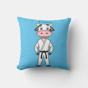 Cute cow in kung fu suit cartoon  cushion