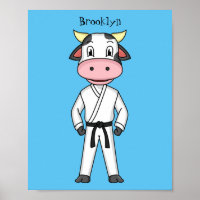 Cute cow in kung fu suit cartoon 