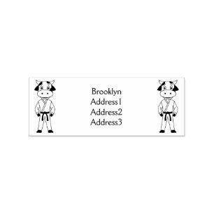 Cute cow in kung fu suit cartoon rubber stamp
