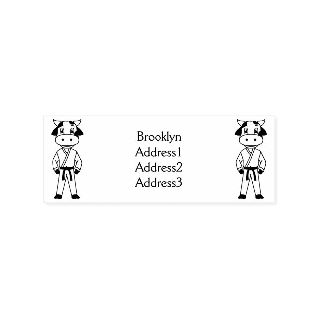 Cute cow in kung fu suit cartoon rubber stamp (Imprint)