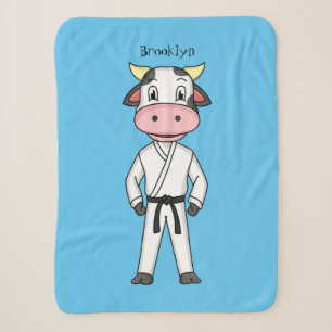 Cute cow in kung fu suit cartoon sherpa blanket