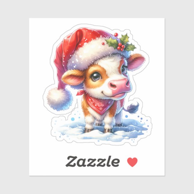 Cute Cow in Santa Hat Christmas (Sheet)