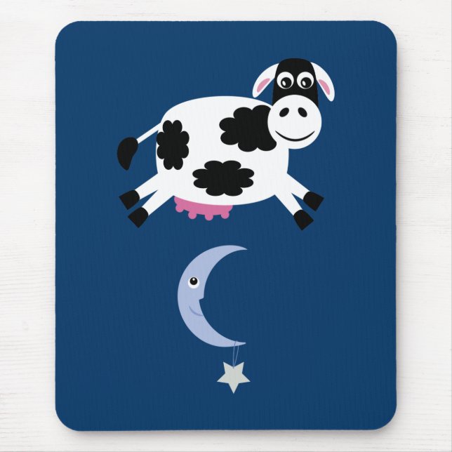 Cute Cow Jumped Over The Moon Mousemat (Front)
