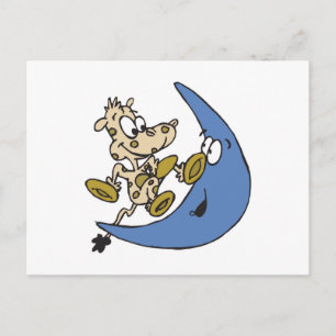 cute cow jumping over moon postcard
