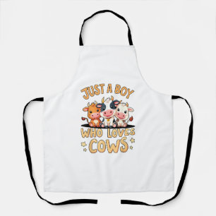 Cute Cow _ Just A Boy Who Loves Cows, Toddler & Bo Apron