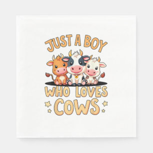 Cute Cow _ Just A Boy Who Loves Cows, Toddler & Bo Napkin