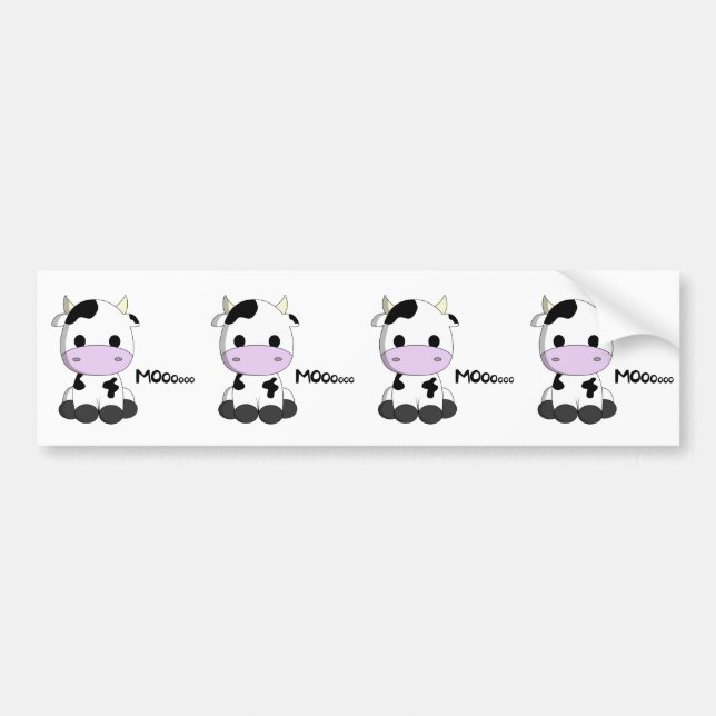 Cute cow kawaii cartoon bumper sticker (Front)