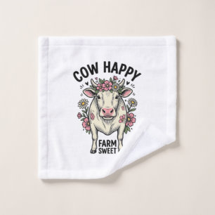 Cute Cow Lover Vintage Floral Farm Animal Art (3) Bath Towel Set