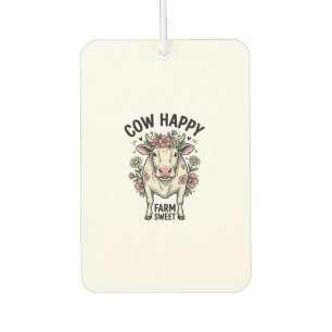 Cute Cow Lover Vintage Floral Farm Animal Art (3) Car Air Freshener