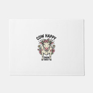 Cute Cow Lover Vintage Floral Farm Animal Art (3) Doormat
