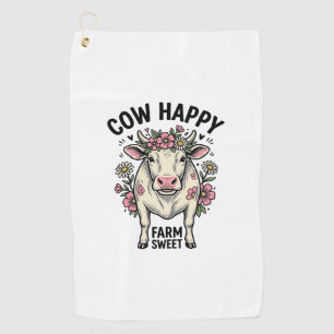 Cute Cow Lover Vintage Floral Farm Animal Art (3) Golf Towel