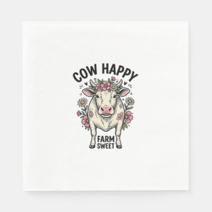 Cute Cow Lover Vintage Floral Farm Animal Art (3) Napkin