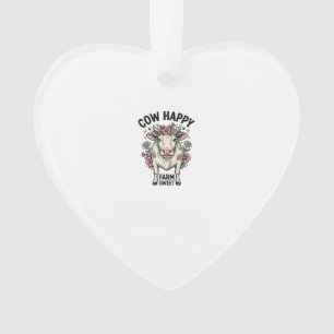 Cute Cow Lover Vintage Floral Farm Animal Art (3) Ornament