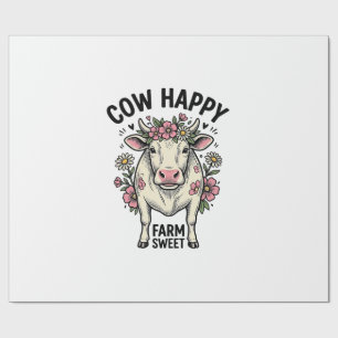 Cute Cow Lover Vintage Floral Farm Animal Art (3) Wrapping Paper