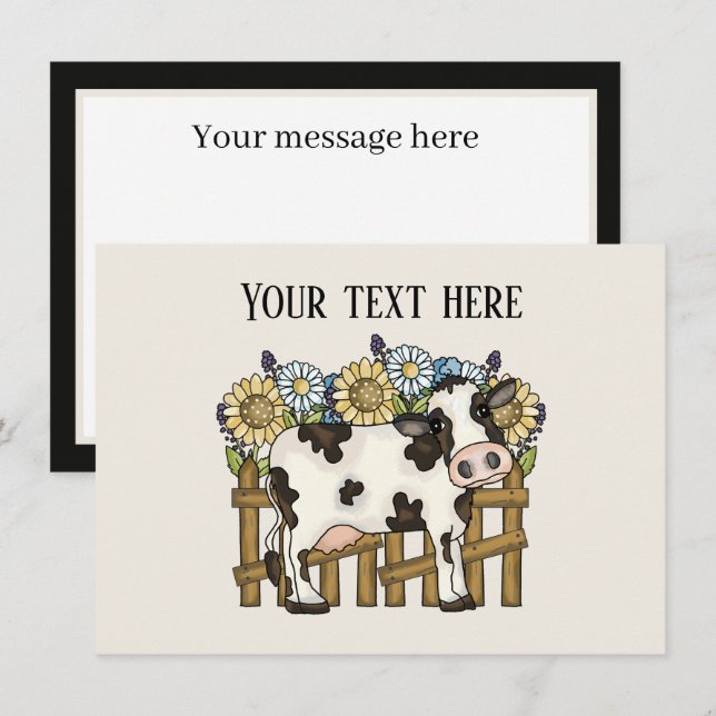Cute cow lovers add message card (Front/Back)