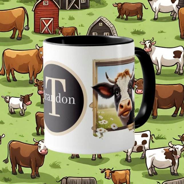 cute cow lovers add monogram mug (Creator Uploaded)