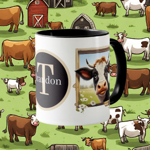 cute cow lovers add monogram mug