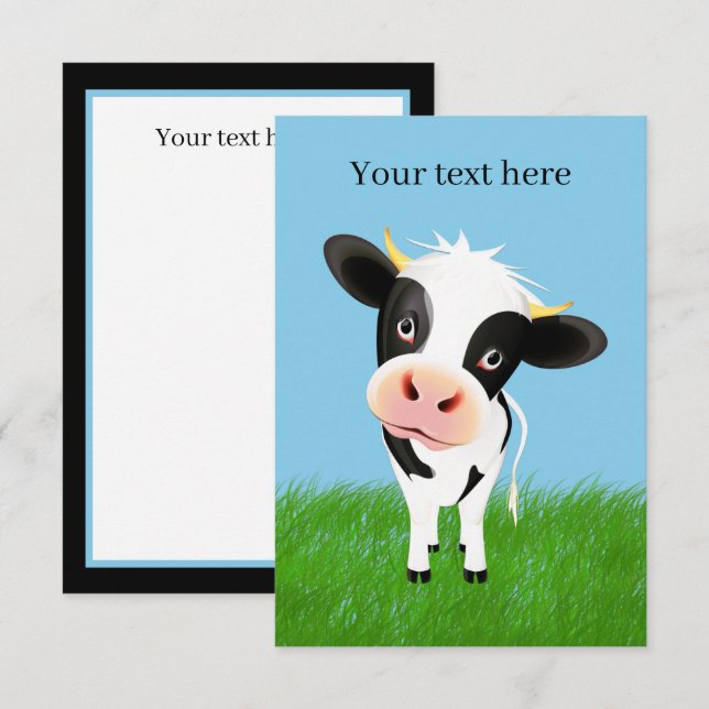 cute cow lovers add text  thank you card (Front/Back)