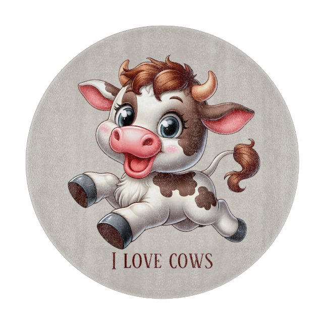 Cute cow lovers customisable cutting board (Front)
