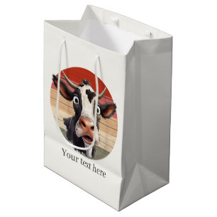 Cute cow lovers customisable medium gift bag