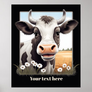 Cute cow lovers customisable poster