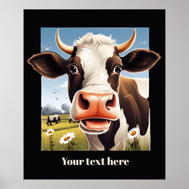 Cute cow lovers customisable  poster (Front)