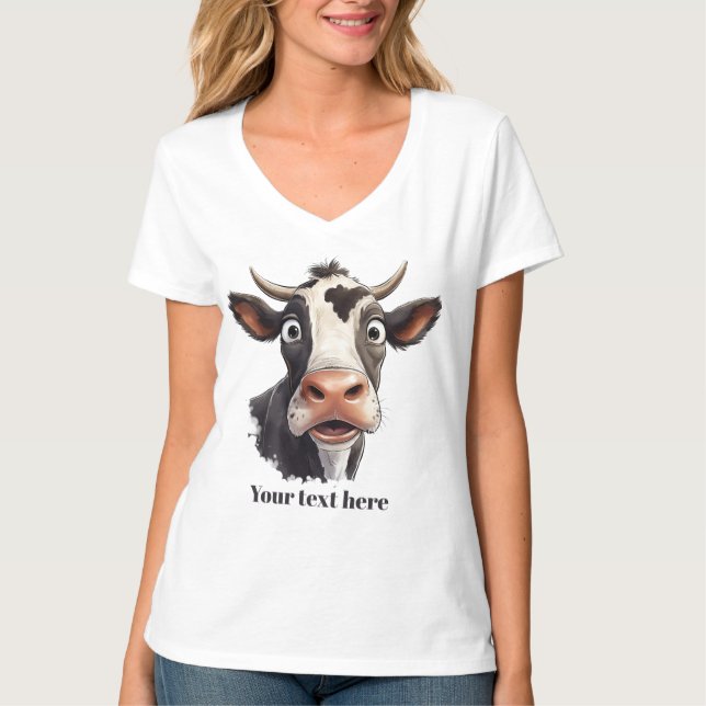 Cute cow lovers customisable  T-Shirt (Front)