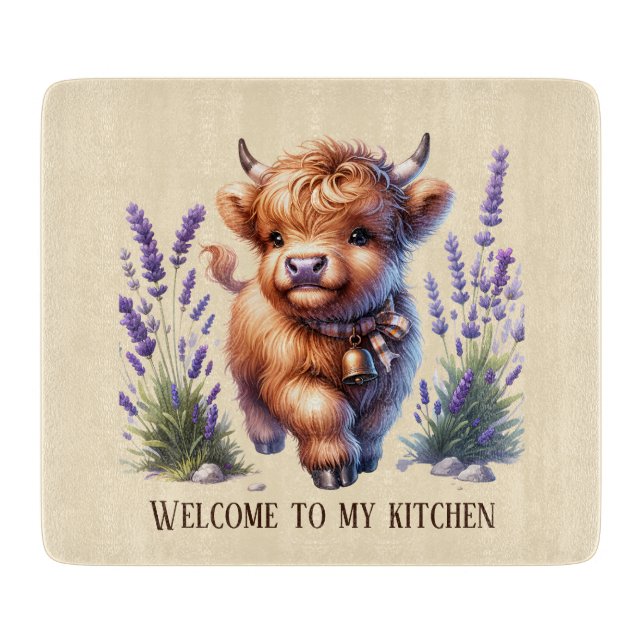 Cute cow lovers kitchen welcome cutting board (Front)