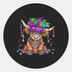 Cute Cow Mardi Gras Funny Cow Men Women Costume Classic Round Sticker