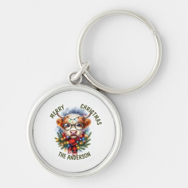 Cute Cow Merry christmas Key Ring (Front)