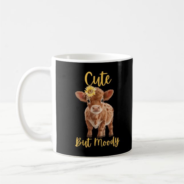 Cute Cow-Moody Cow Lovers Farm Cowgirl Baby Sunflo Coffee Mug (Left)