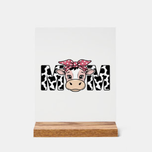 Cute Cow Mum Bow Graphic Design_1 Acrylic Sign
