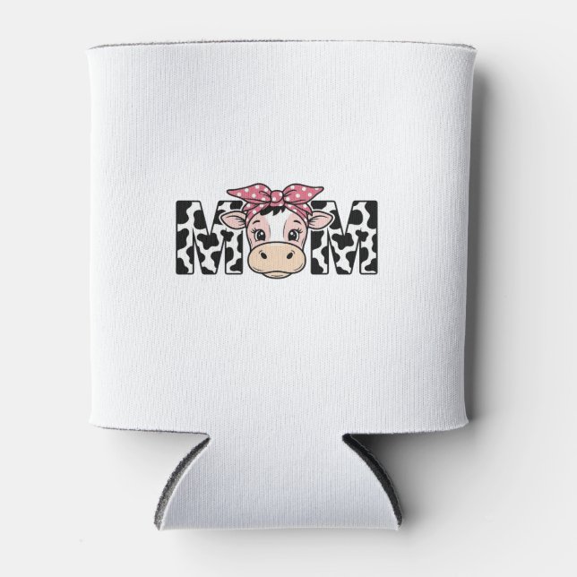 Cute Cow Mum Bow Graphic Design_1 Can Cooler (Front)
