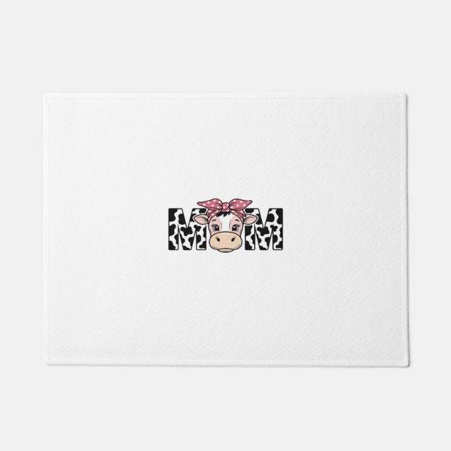 Cute Cow Mum Bow Graphic Design_1 Doormat (Front)