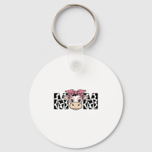 Cute Cow Mum Bow Graphic Design_1 Key Ring