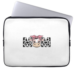 Cute Cow Mum Bow Graphic Design_1 Laptop Sleeve