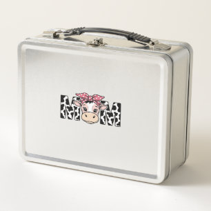 Cute Cow Mum Bow Graphic Design_1 Metal Lunch Box
