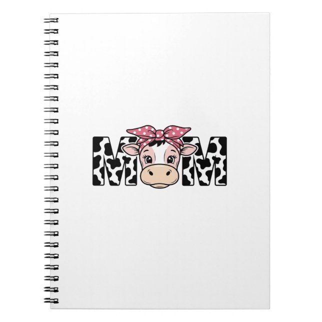 Cute Cow Mum Bow Graphic Design_1 Notebook (Front)