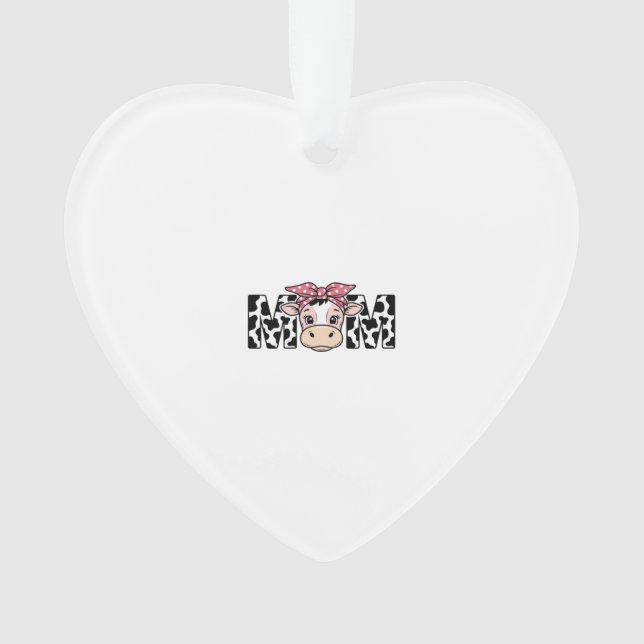 Cute Cow Mum Bow Graphic Design_1 Ornament (Front)