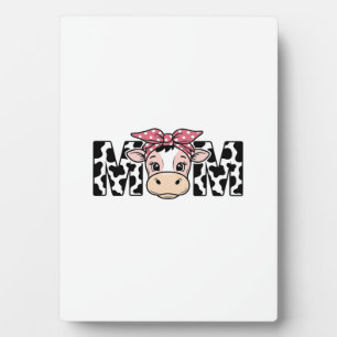 Cute Cow Mum Bow Graphic Design_1 Plaque