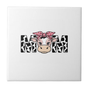 Cute Cow Mum Bow Graphic Design_1 Tile